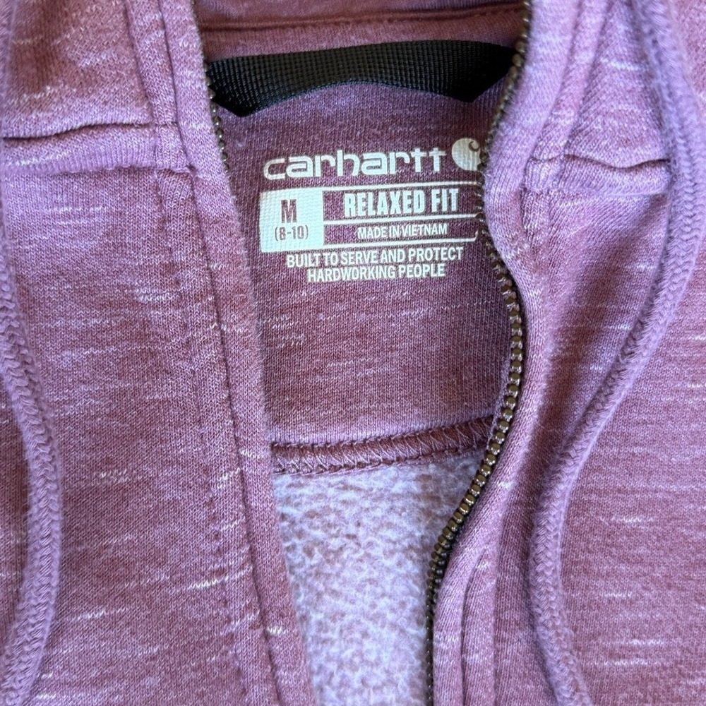 Carhartt‎ Womens Purple Space Dye Quarter Zip Relaxed Fit Hoodie Sweatshirt M - Picture 5 of 5